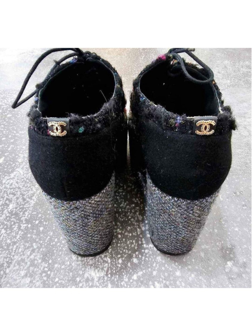 Chanel Tweed Platform Shoes Size 39.5 - Picture 6 of 10